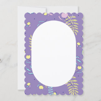 Purple Floral Patterned Everyday Scallop Cut Note Card