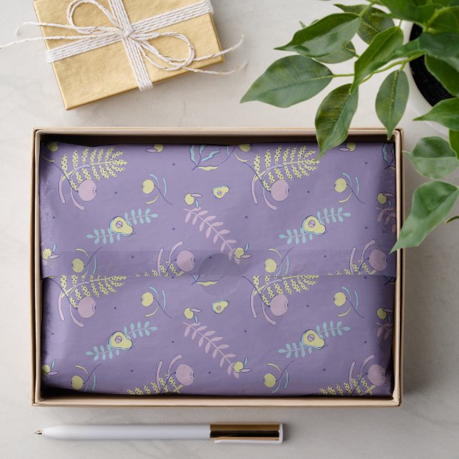 Purple Floral Patterned Tissue Paper (Gift)