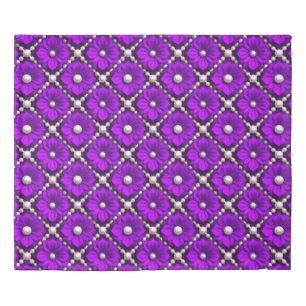 💜 Purple Floral Pearl Elegant Luxury Bedroom Cozy Duvet Cover