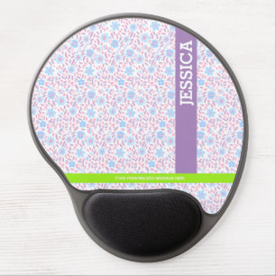 Purple Floral Personalized Gel Mouse Pad