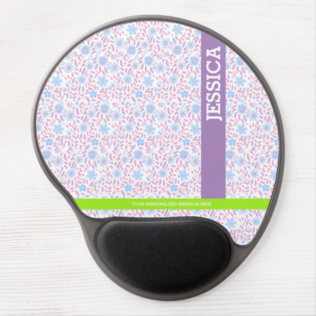 Purple Floral Personalized  Gel Mouse Pad (Front)