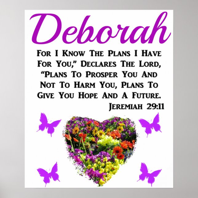 PURPLE FLORAL PERSONALIZED JEREMIAH 29:11 POSTER (Front)