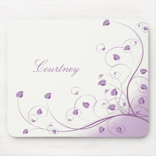 Purple Floral Personalized Mousepad (Front)