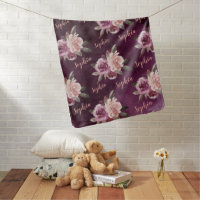 Purple Floral Personalized Name blankets