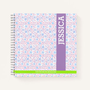 Purple Floral Personalized Name & Monogram Notebook