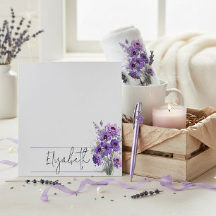 Purple floral personalized notepad