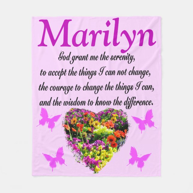 PURPLE FLORAL PERSONALIZED SERENITY PRAYER BLANKET (Front)