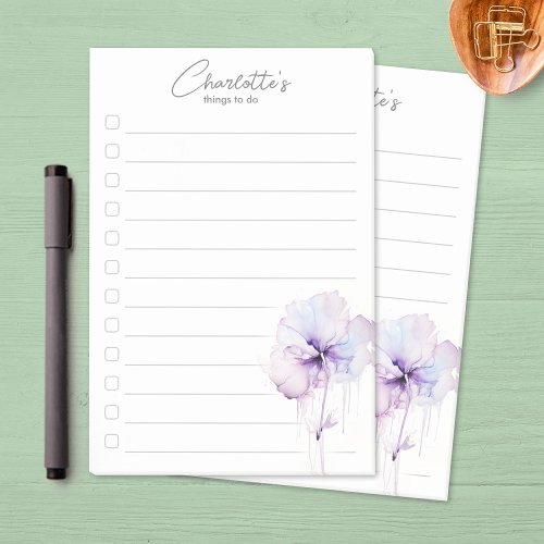 Purple Floral Personalized To_Do List Post_it Notes