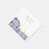 purple floral personalized wedding napkins (Corner)