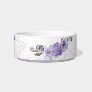 Purple Floral Pet Bowl