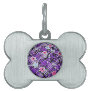 Purple Floral Pet Name Tag