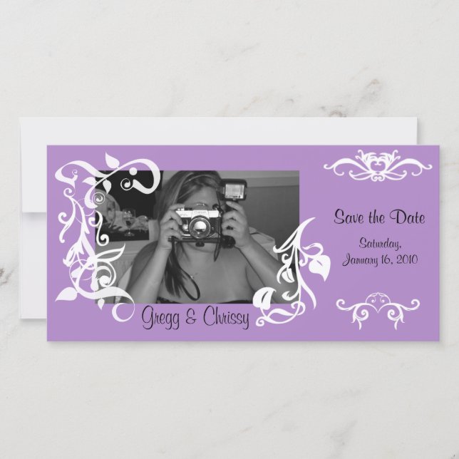 Purple Floral Photo Card (Front)