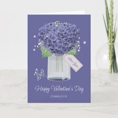Purple Floral Photo Happy Valentines Day Card