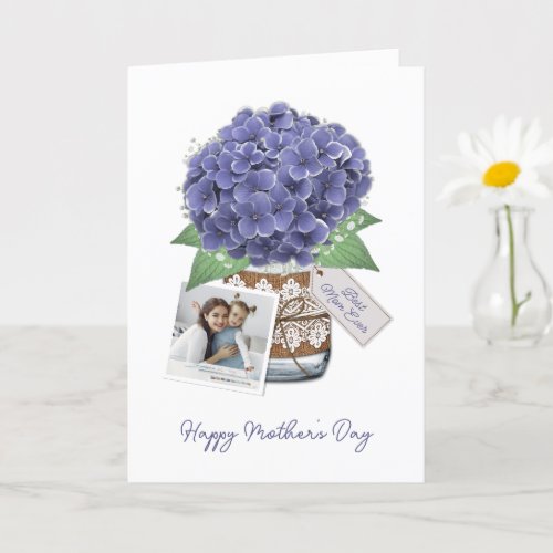 Purple Floral Photo Mothers Day Card