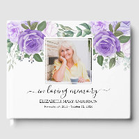 Purple Floral Photo Sympathy Funeral Watercolor