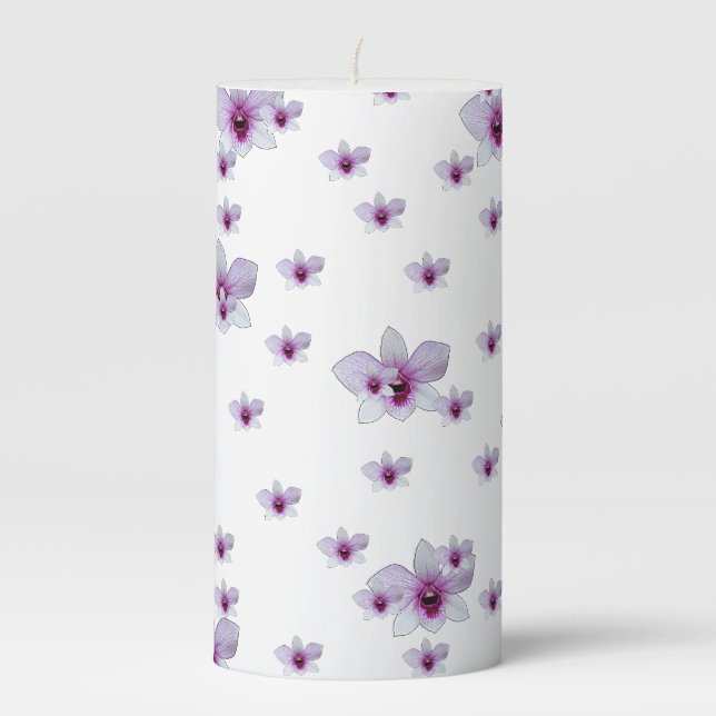 Purple Floral  Pillar Candle (Front)