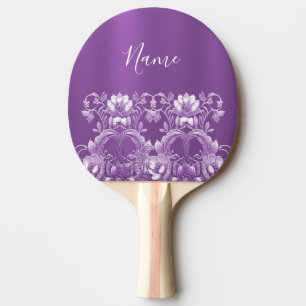 Purple Floral Ping Pong Paddle