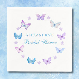 Purple Floral Pink Blue Butterfly Bridal Shower Napkins