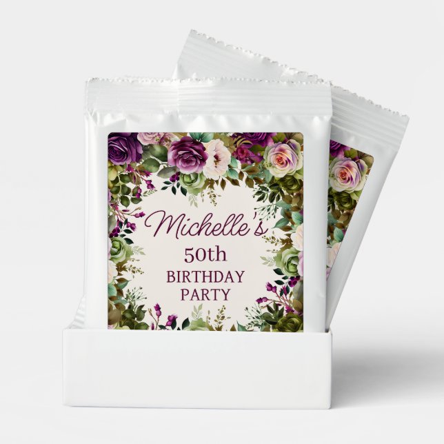 Purple Floral Pink Flowers Birthday Lemonade Drink Mix (Pair)