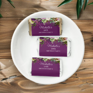 Purple Floral Pink Flowers Birthday Thank You Hershey's Miniatures