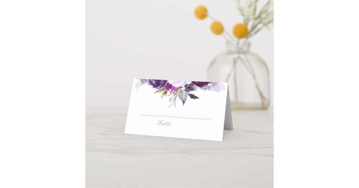 Purple Floral Place Card | Zazzle