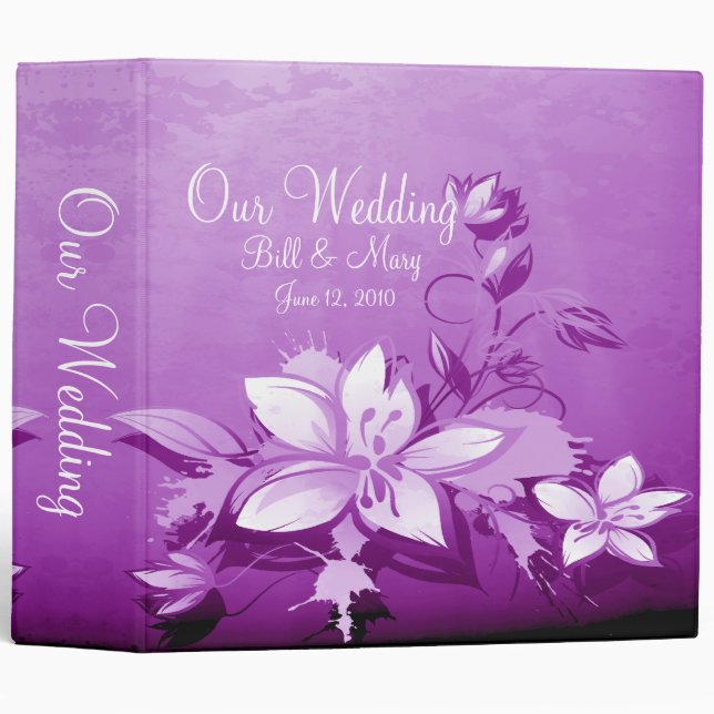 Purple Floral Plants 3 Ring Binder (Front/Spine)