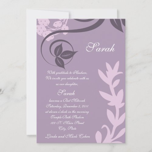 purple floral polka dot custom announcements