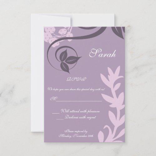 purple floral polka dot rsvp