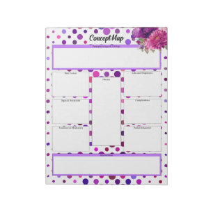 Purple Floral Polka Dots  _ Concept Map Notepad