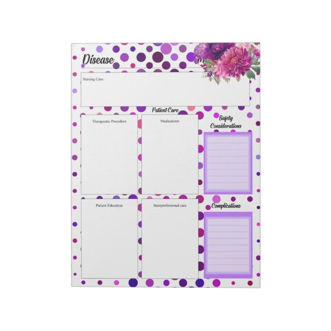 Purple Floral Polka Dots _ Disease Temp 2 Notepad (Rotated)
