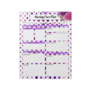 Purple Floral Polka Dots _ Nursing Care Plan Notepad