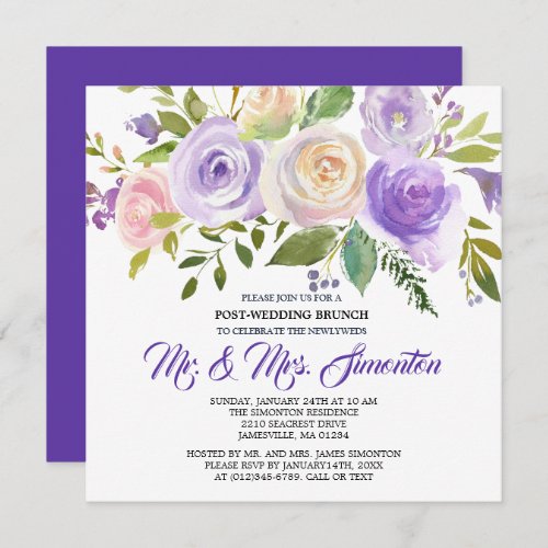 Purple Floral Post_Wedding Brunch Invitation