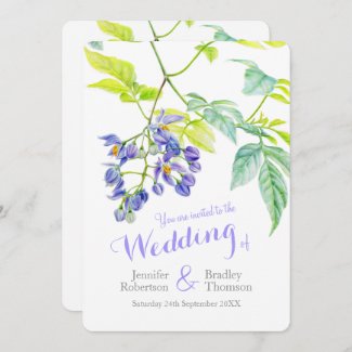 Purple floral potato creeper watercolor wedding