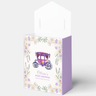 Purple Floral Princess Carriage Girl Baby Shower  Favor Boxes
