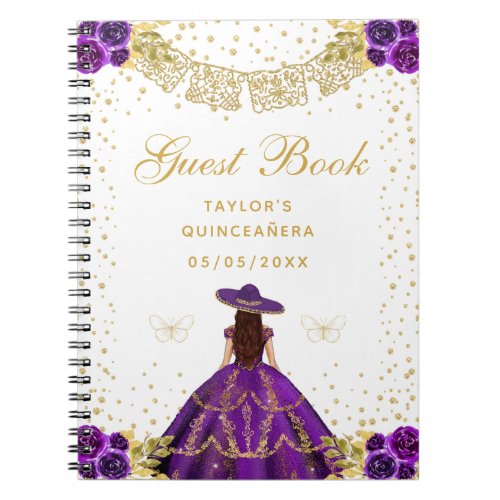 Purple Floral Princess Charro Quinceaera Notebook