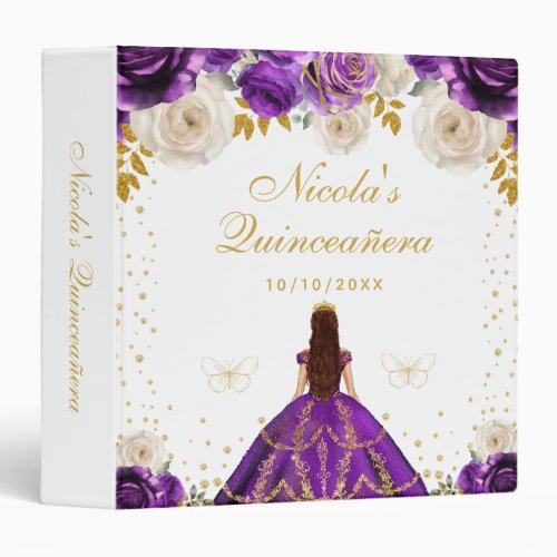 Purple Floral Princess Photo Album 3 Ring Binder