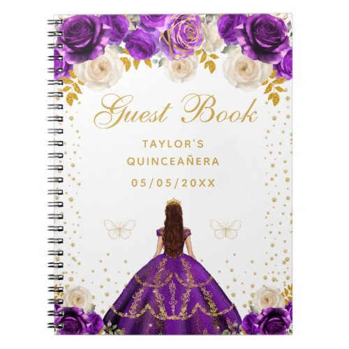 Purple Floral Princess Quinceaera Notebook