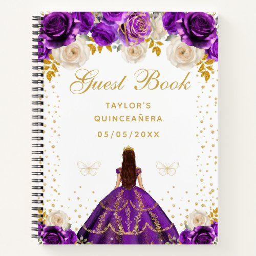 Purple Floral Princess Quinceaera Notebook