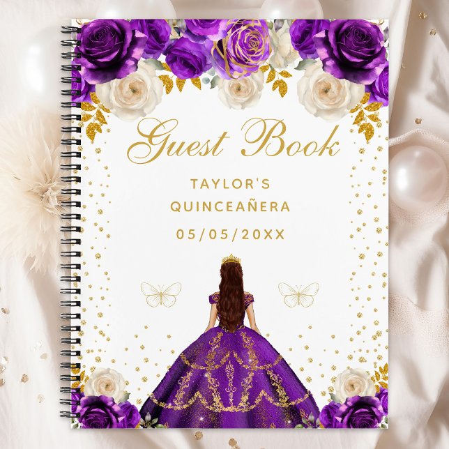 Purple Floral Princess Quinceañera Notebook (Creator Uploaded)