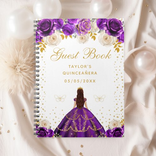 Purple Floral Princess Quinceaera Notebook