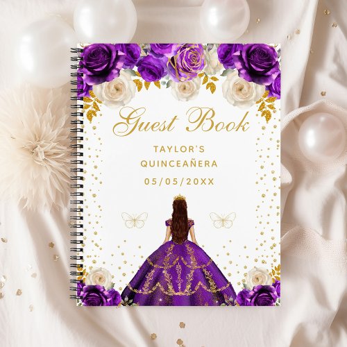 Purple Floral Princess Quinceaera Notebook