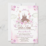 Purple Floral Princess Royal Castle 1st Birthday Invitation