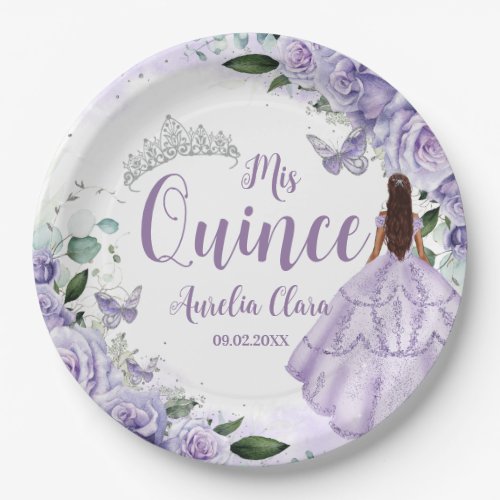 Purple Floral Princess Silver Quinceañera 16 15