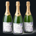Purple Floral Princess Silver Quinceañera 16 15 Sparkling Wine Label<br><div class="desc">These coordinating champagne bottle sticker labels feature a charming quince girl in a lovely purple dress, surrounded by pretty purple, lavender, lilac roses floral designs, graceful butterflies and chic silver accents. Fantastic for quinceañera, Sweet 16, 18th birthday, princess party, bridal shower, bat mitzvah and more occasions! Personalize them easily and...</div>