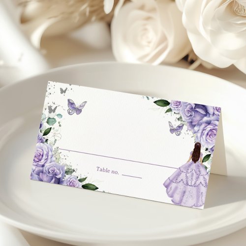 Purple Floral Princess Silver Quinceanera XV 16