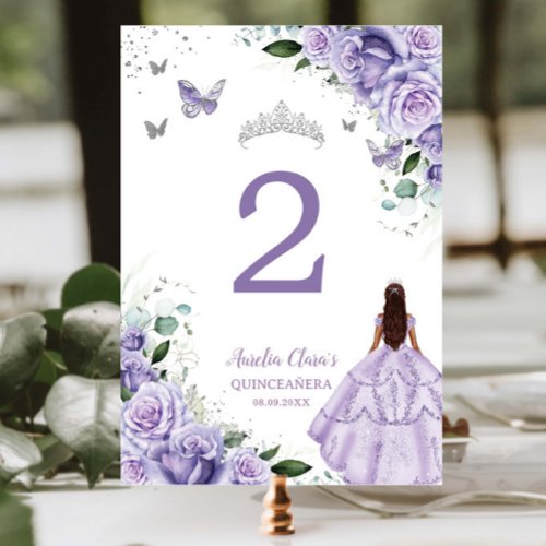 Purple Floral Princess Silver Quinceañera XV 16