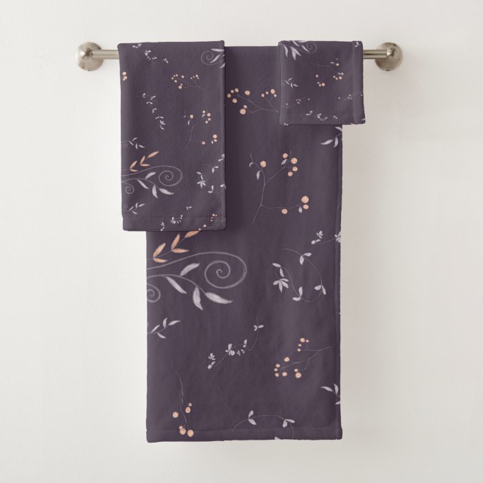 Purple Floral Print Bath Towel Set | Zazzle.com