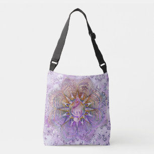 Purple Floral Prism Treble Clef Bokeh Bling Crossbody Bag