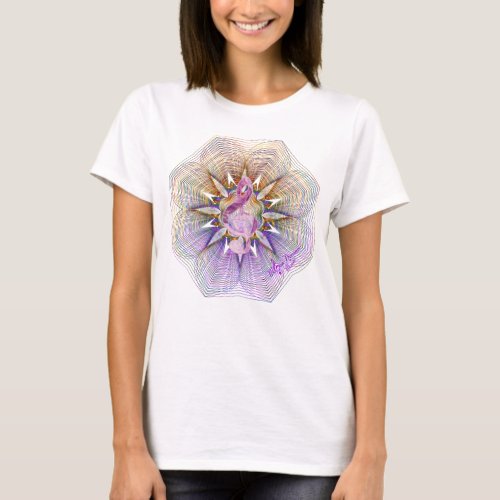 Purple Floral Prism Treble Clef T_Shirt