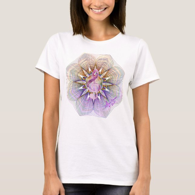 Purple Floral Prism Treble Clef T-Shirt (Front)